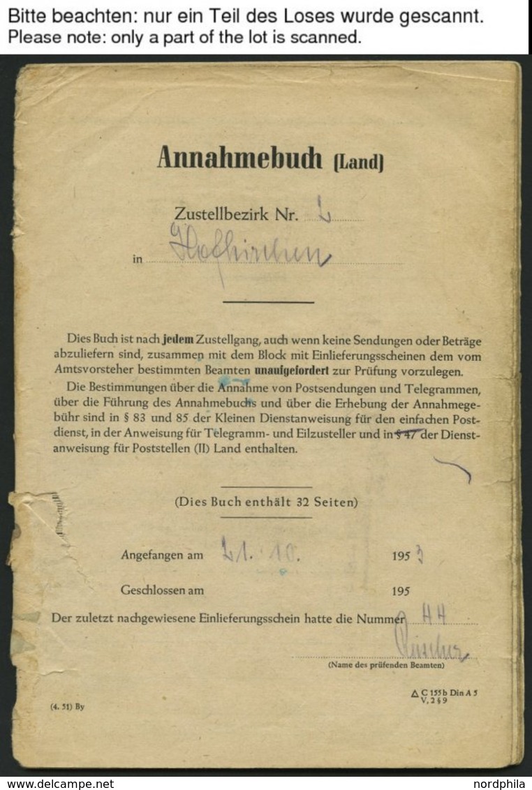 BUNDESREPUBLIK 129 BRIEF, 1953/4, Annahmebuch (Land), Zustellbezirk Nr. 2 In Hofkirchen, 32 Seiten Komplett, Die Gebühr  - Altri & Non Classificati