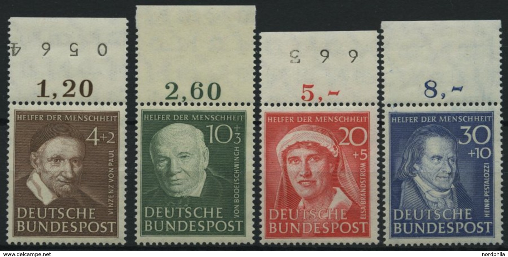 BUNDESREPUBLIK 143-46 **, 1951, Helfer Der Menschheit Vom Oberrand, Prachtsatz, Gepr. A. Schlegel - Otros & Sin Clasificación