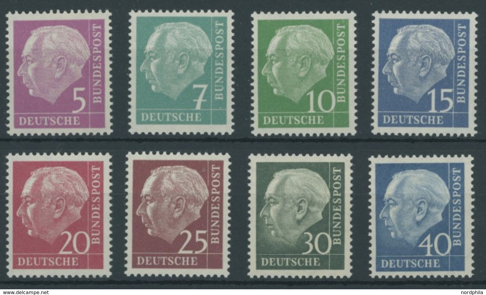 BUNDESREPUBLIK 179-260y **, 1960, Heuss Lumogen (8 Werte), Postfrischer Prachtsatz, Mi. 65.- - Otros & Sin Clasificación