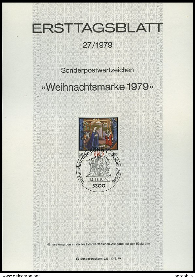 ERSTTAGSBLÄTTER 1000-32 BrfStk, 1979, Kompletter Jahrgang, ETB 1 - 27/79, Pracht - Sonstige & Ohne Zuordnung