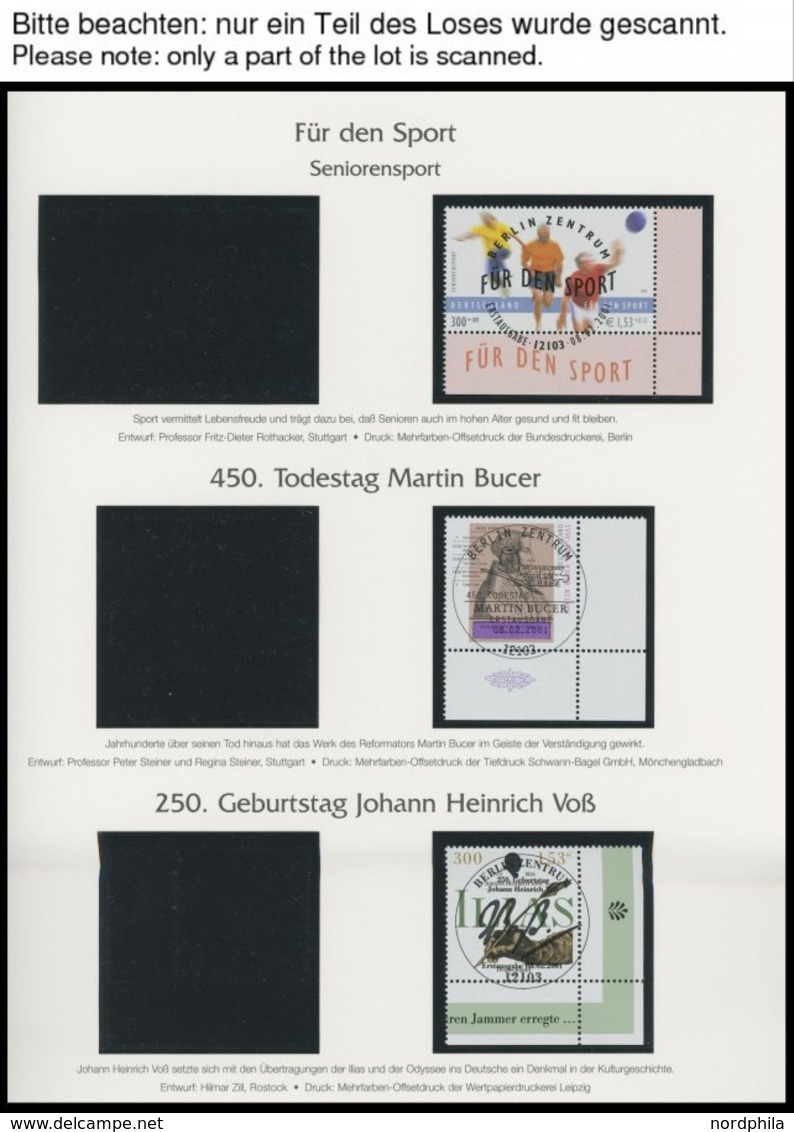 JAHRGÄNGE 2156-Bl. 57 O, 2001, Kompletter Jahrgang, Ohne Selbstklebende Marken, Jeweils Aus Der Rechten Unteren Bogeneck - Other & Unclassified