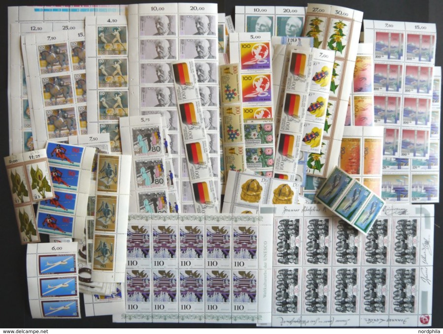 LOTS **, Ca. 1978-93, Postfrische Partie Bogenteile, Prachterhaltung - Used Stamps