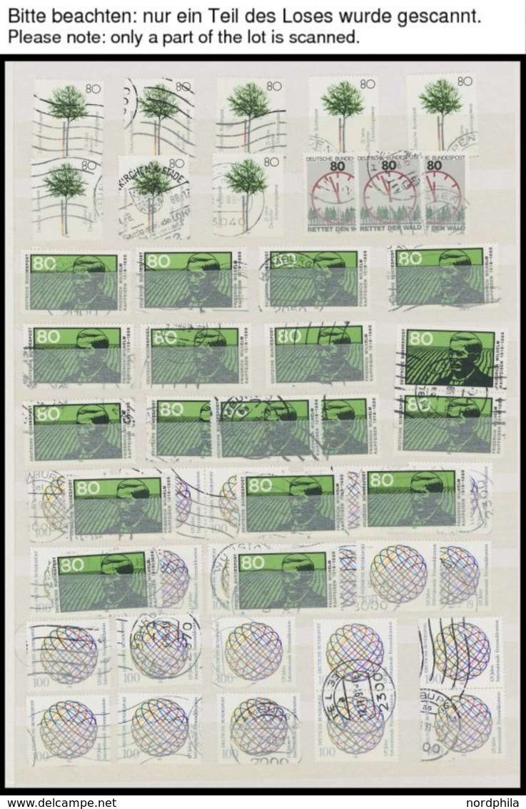 LOTS O, 1986-92, Gestempelte Dublettenpartie Bundesrepublik, Sauber In 2 Einsteckbüchern, Vieles Mit Wellenstempeln, Pra - Used Stamps
