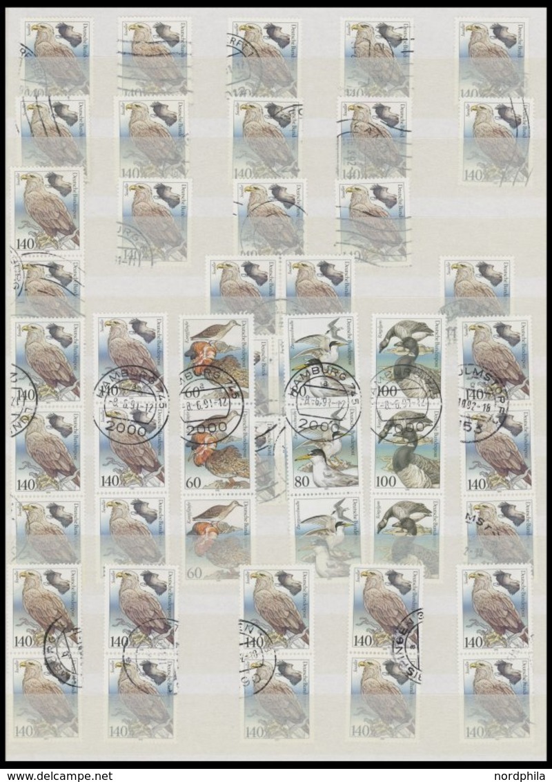 LOTS O, 1986-92, Gestempelte Dublettenpartie Bundesrepublik, Sauber In 2 Einsteckbüchern, Vieles Mit Wellenstempeln, Pra - Used Stamps