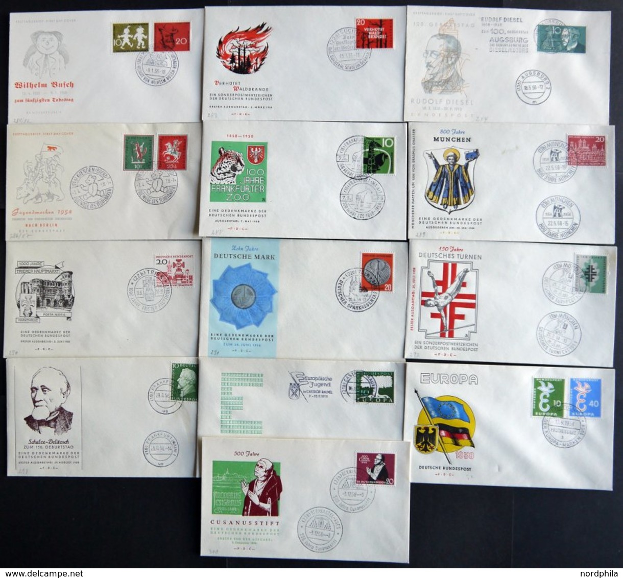 LOTS 1954-59, Partie Von 58 Verschiedenen FDC, Fast Nur Prachterhaltung, Mi. 1460.- - Gebraucht