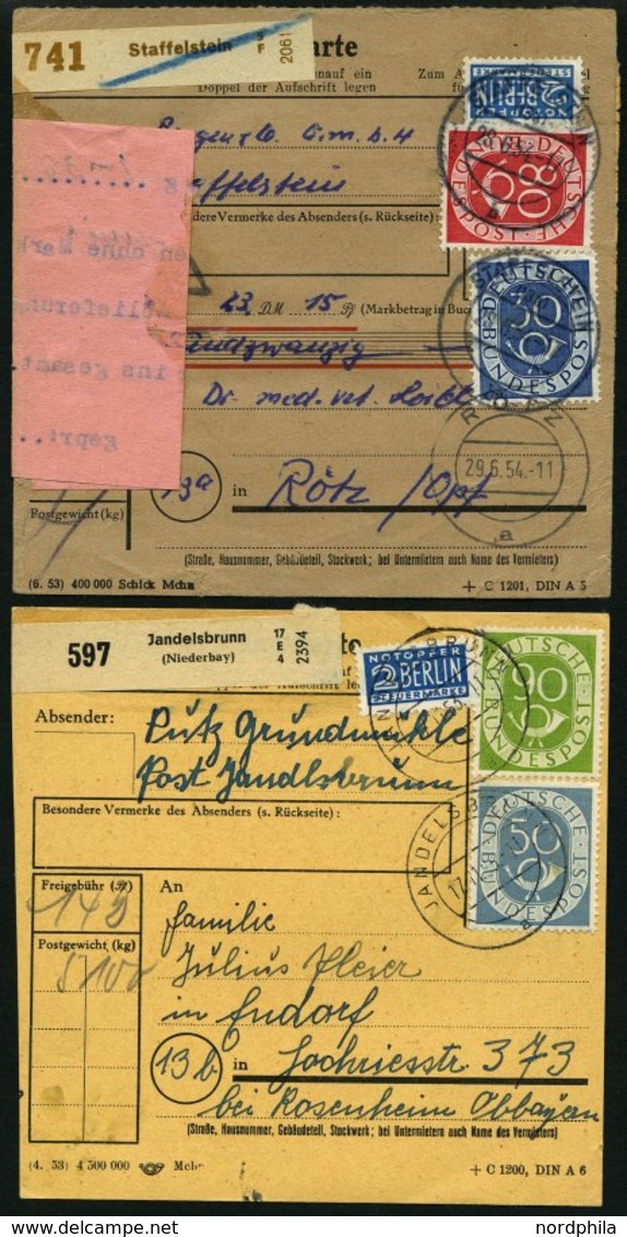 LOTS 1953/4 19 Paketkarten Mit Verschiedenen Posthornfrankaturen, U.a. Mi.Nr. 134 MeF, 137 EF, 3 Karten Mit Nr 138 Etc., - Used Stamps