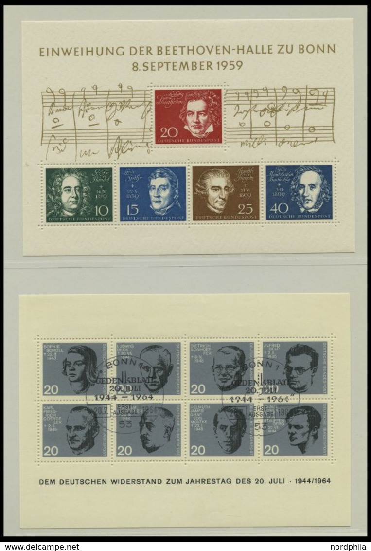 LOTS **,o , Fast Nur Gestempelte Dublettenpartie Blocks Von 1959-84 In 2 Spezialalben, U.a. Bl. 2 (2x Postfrisch, 1x Ges - Gebraucht