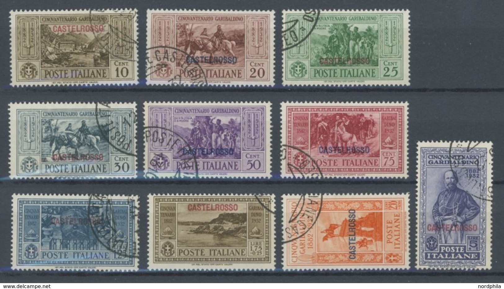 ÄGÄISCHE INSELN 30-39 O, Kastellorizo: 1932, Garibaldi Mit Aufdruck CASTELROSSO, Prachtsatz, Mi. 350.- - Egée