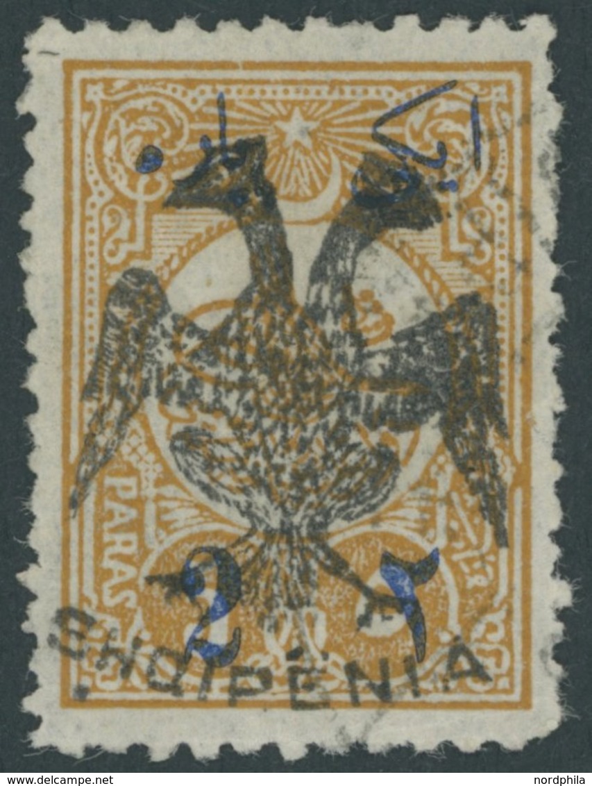 ALBANIEN A 3 O, 1913, 2 Pa. Auf 5 Pa. Ockergelb, Pracht, R!, Gepr. E. Diena Und Fotoattest Bühler, Mi. 2000.- - Albanie