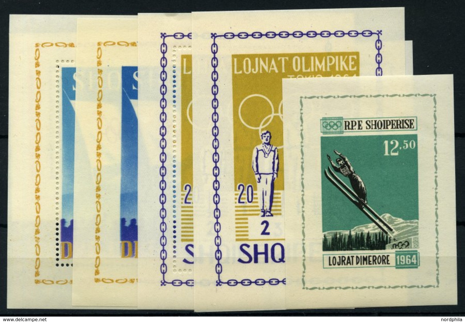 ALBANIEN Bl. **, 1963, 8 Verschiedene Blocks Olympische Spiele: Bl. 19A/B, Bl. 20/1, Bl. 22/3, Bl. 26A/B, Pracht, Mi. 21 - Albanie