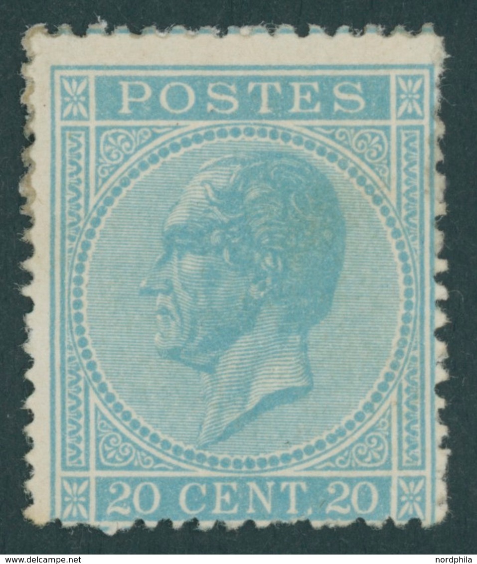 BELGIEN 15Da *, 1856, 20 C. Blau, Gezähnt D, Größerer Falzrest, üblich Gezähnt, Pracht, Mi. 500.- - Altri & Non Classificati