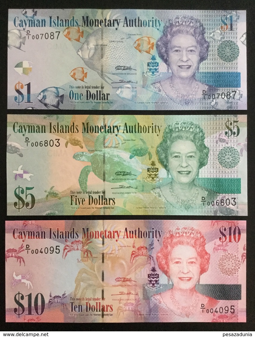 CAYMAN ISLANDS SET 1 5 10 DOLLARS BANKNOTES 2010 UNC - Cayman Islands