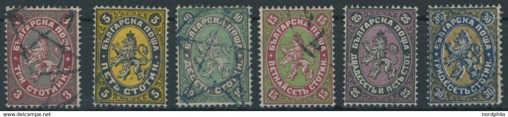 BULGARIEN 6-11 O, 1881, 3 - 30 St. Wappenlöwe, Prachtsatz, Mi. 180.- - Autres & Non Classés