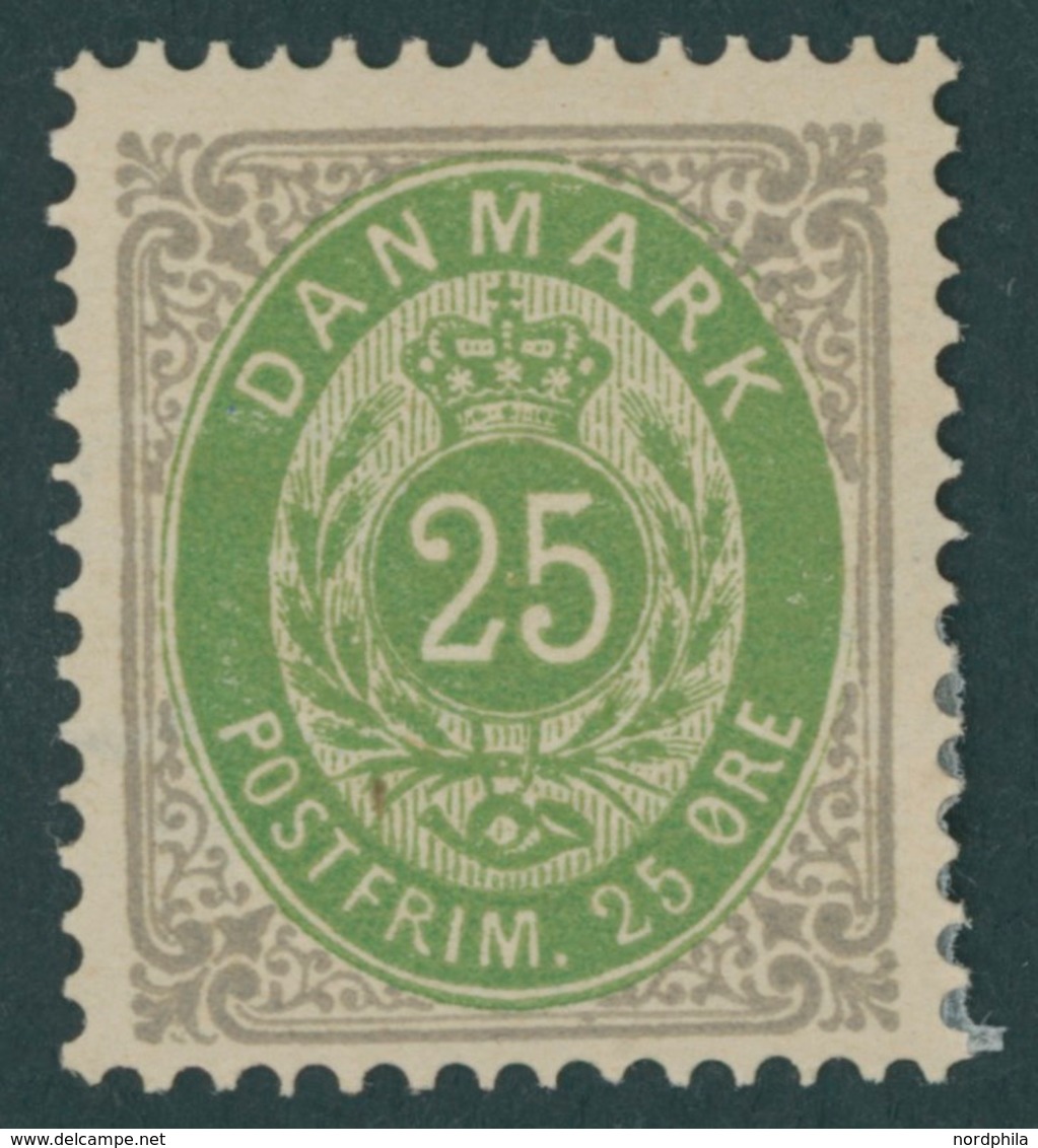 DÄNEMARK 29IYA *, 1875, 25 Ø, Normaler Rahmen, Gezähnt K 14:131/2, Mit Kopfstehendem Wz., Falzrest, Pracht - Other & Unclassified