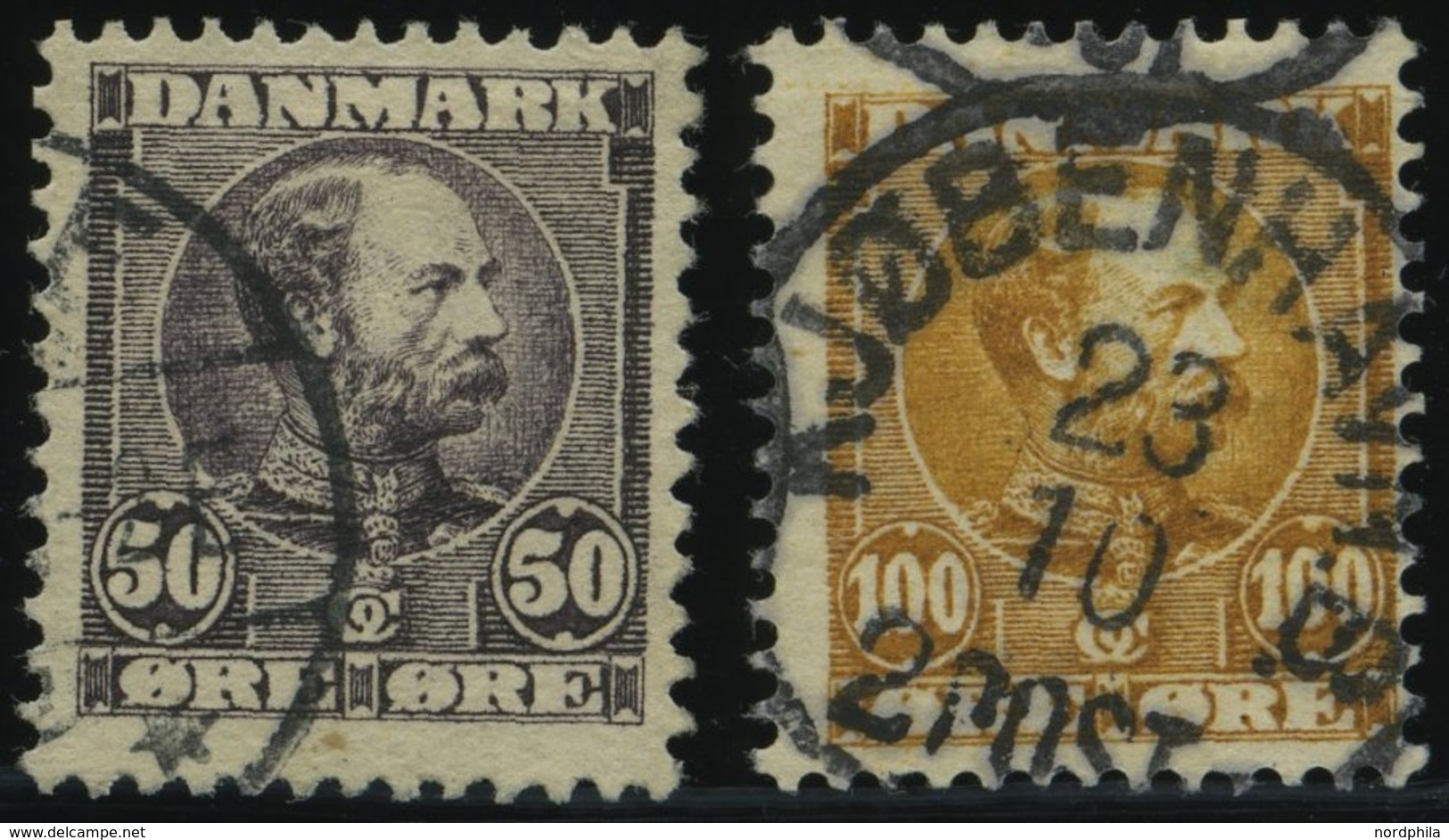 DÄNEMARK 51/2 O, 1905, 50 ø Dunkellila Und 100 ø Gelbbraun, 2 Prachtwerte, Mi. 80.- - Autres & Non Classés