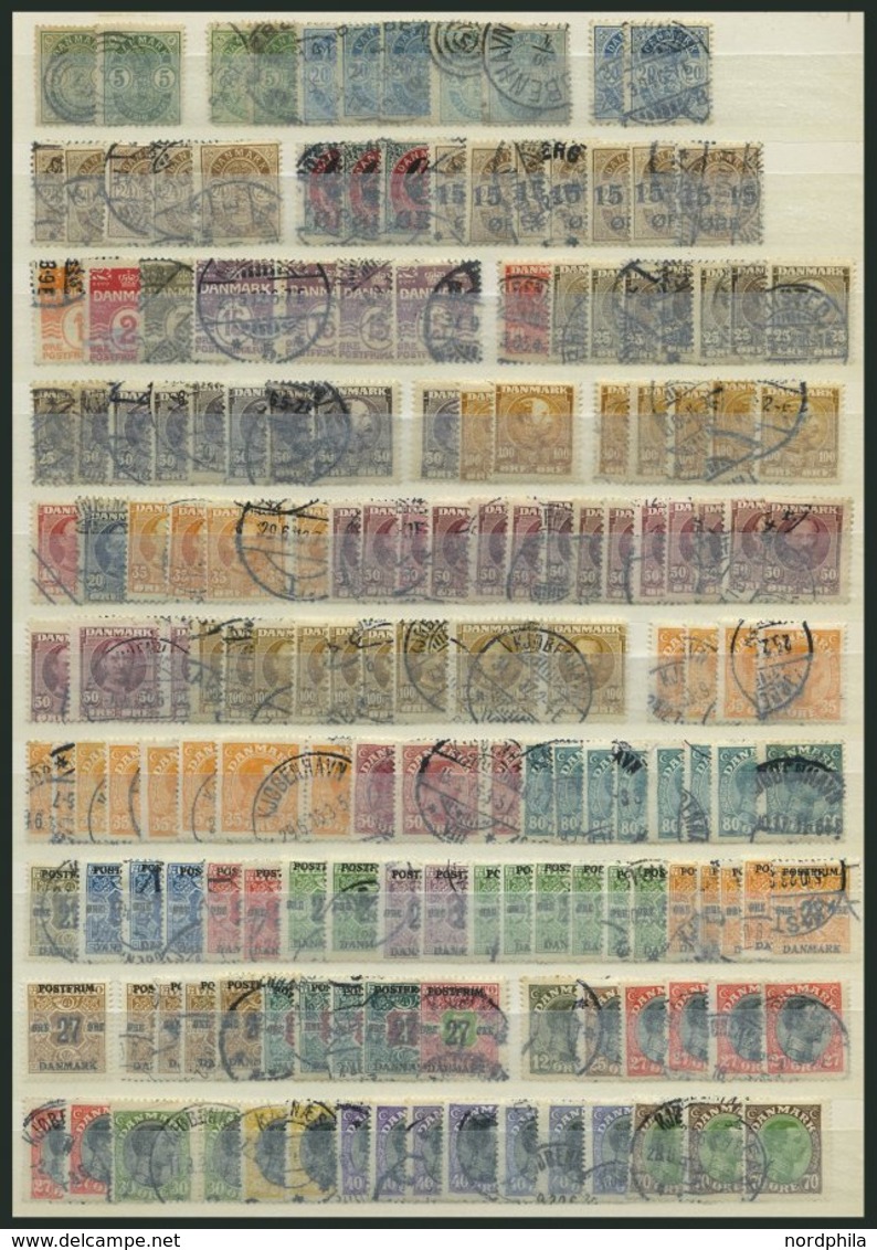 SAMMLUNGEN, LOTS O,*, **, 1882-1977, Dublettenpartie Dänemark Mit Meist Gestempelten Mittleren Werten, Incl. Dienst-, Po - Otros & Sin Clasificación