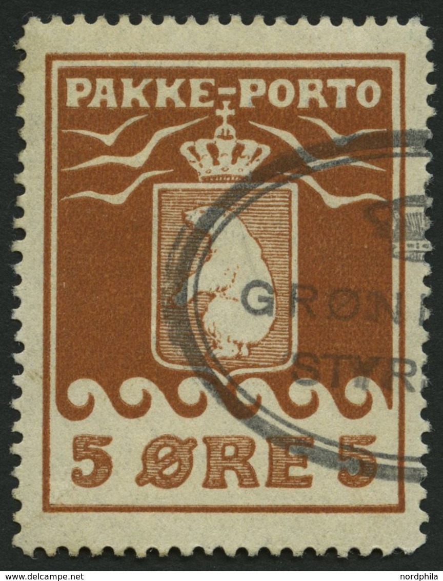 GRÖNLAND - PAKKE-PORTO 6A O, 1924, 5 Ø Hellrotbraun, (Facit P 6II), Pracht - Pacchi Postali