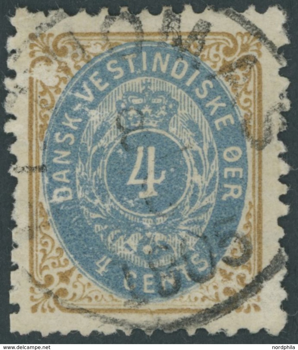 DÄNISCH-WESTINDIEN 18II O, 1901, 4 C. Braun/blau, Rahmen Kopfstehend, Pracht, Mi. 300.- - Danish West Indies