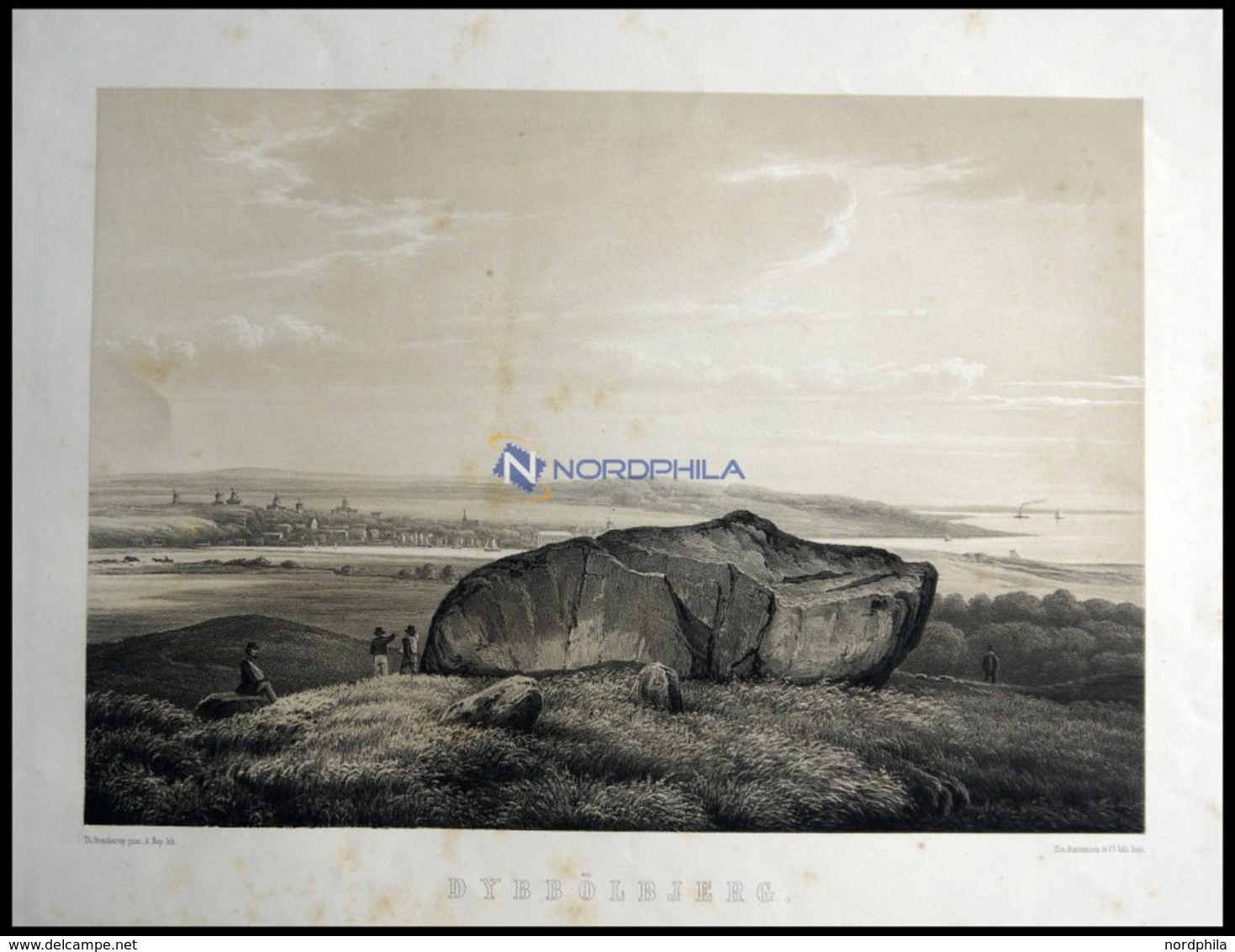 DÜPPEL (Dybbölbjerg), Ansicht Auf Sonderburg, Lithographie Mit Tonplatte Von Alexander Nay Nach Th. Brendstrup Bei Emil  - Litografía