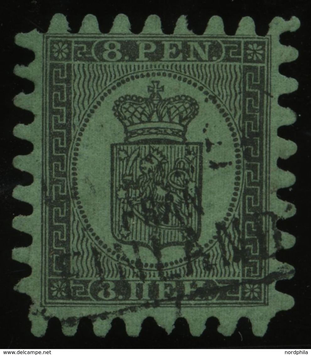 FINNLAND 6Bx O, 1866, 8 P. Schwarz Auf Grün Mit Seltenem R3 LADBREF FRAN FINNLAND, Praktisch Alle Zungen, Punkthelle Ste - Other & Unclassified