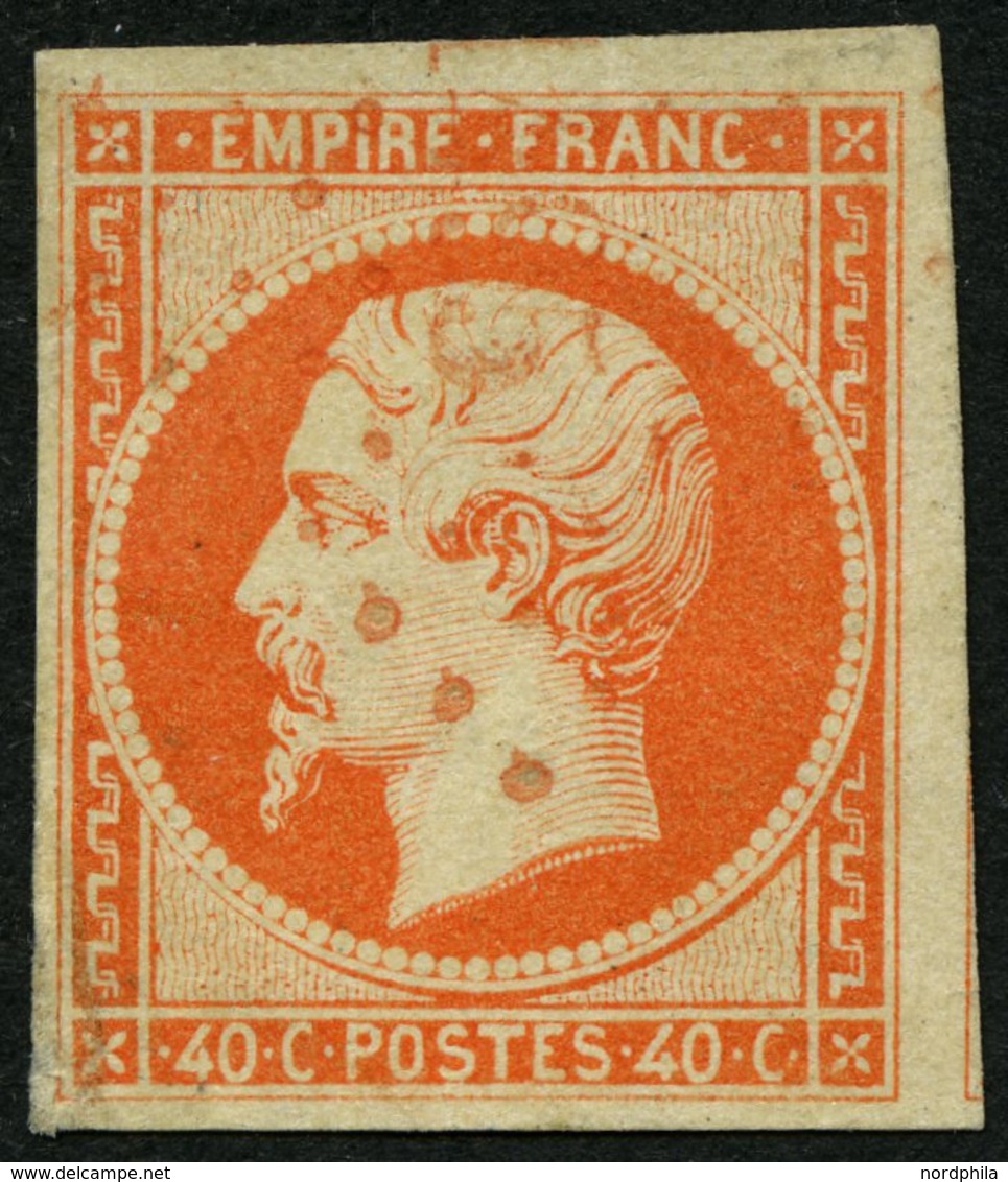 FRANKREICH 15a O, 1853, 40 C. Rotorange Mit Roter Ziffernraute Von Le Havre, Pracht, RR!, Fotoattest Von Der Weid - Other & Unclassified