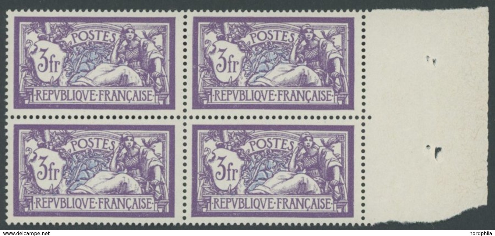 FRANKREICH 181 VB **, 1925, 3 Fr. Violett/blau Allegorie Im Randviererblock, Postfrisch, Pracht, Mi. 200.- - Autres & Non Classés