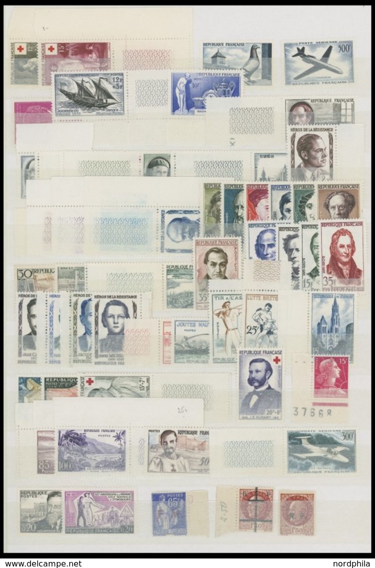 SAMMLUNGEN **, Postfrische Teilsammlung Frankreich Von 1945-60 Mit Mittleren Ausgaben, U.a. Mi.Nr. 782, 1120, 1132-34, P - Collections