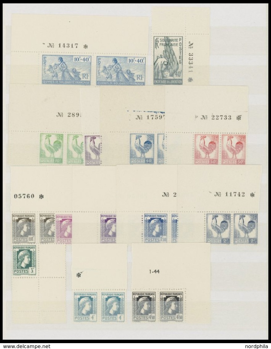 SAMMLUNGEN **, Postfrische Teilsammlung Frankreich Von 1945-60 Mit Mittleren Ausgaben, U.a. Mi.Nr. 782, 1120, 1132-34, P - Collezioni