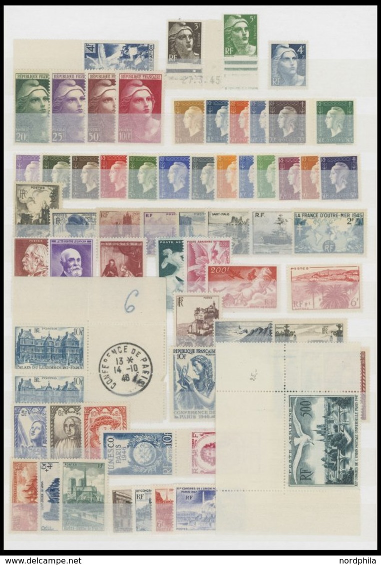 SAMMLUNGEN **, 1945-59, Postfrische Teilsammlung Frankreich Mit Mittleren Ausgaben, U.a. Mi.Nr. 782, 1120, 1132-34, Prac - Sammlungen