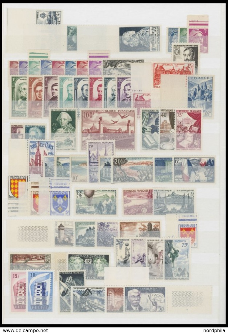 SAMMLUNGEN **, 1945-59, Postfrische Teilsammlung Frankreich Mit Mittleren Ausgaben, U.a. Mi.Nr. 782, 1120, 1132-34, Prac - Sammlungen