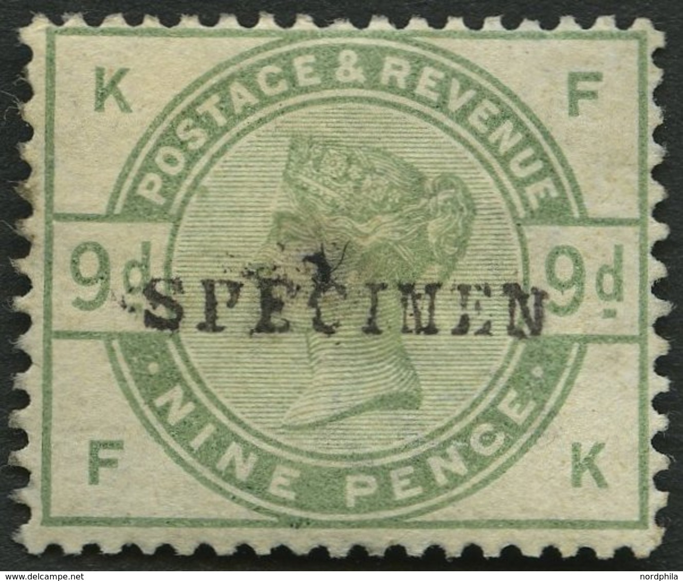 GROSSBRITANNIEN 80SP (*), 1883, 9 P. Dunkelgraugrün, Aufdruck SPECIMEN, Ohne Gummi, Feinst - Used Stamps