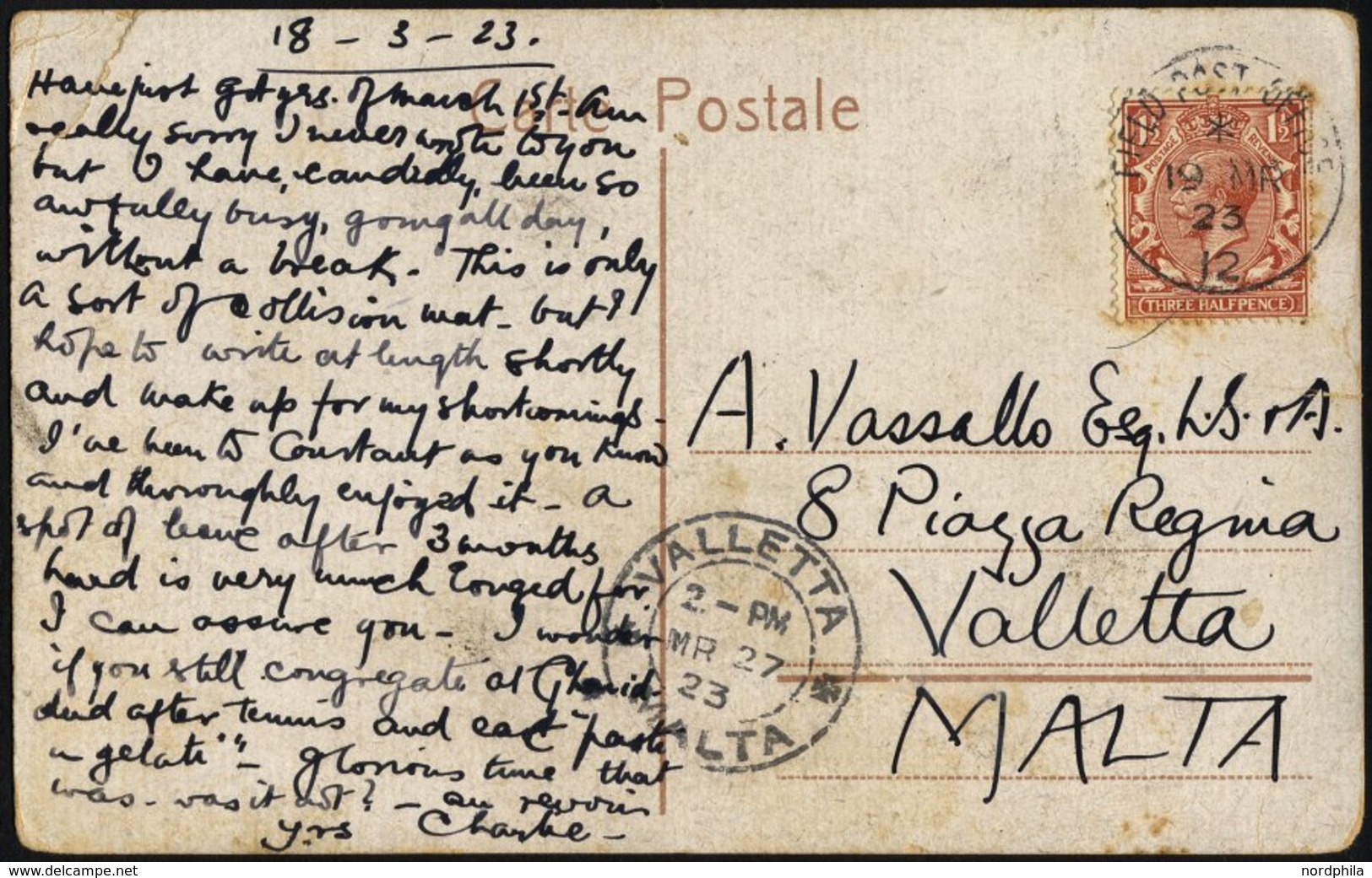 BRITISCHE MILITÄRPOST 129 BRIEF, 1923, 11/2 P. König Georg V Mit K1 FIELD POST OFFICE/No. 12, Militärbase Chanek, Auf Fe - Used Stamps
