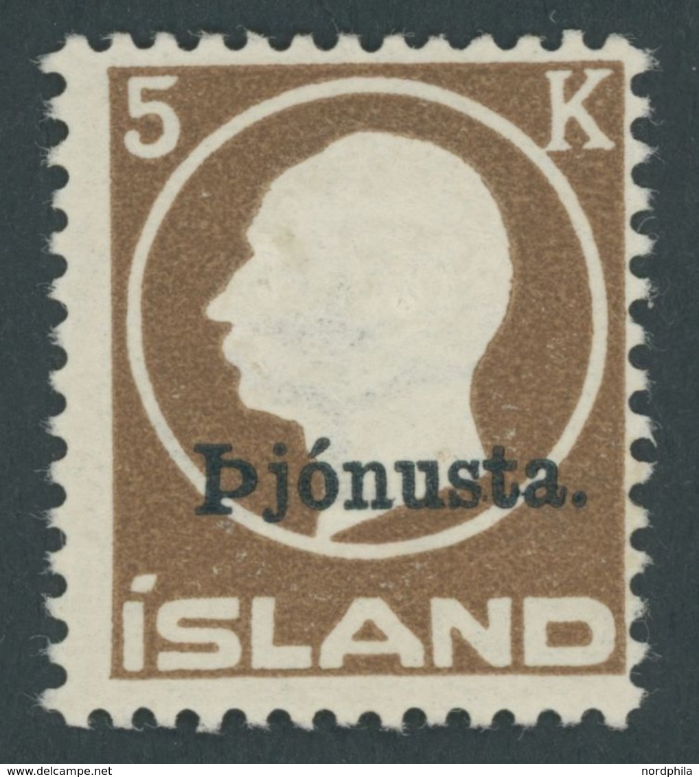 DIENST D 42 *, 1922, 5 Kr. Braun, Falzrest, Pracht - Oficiales