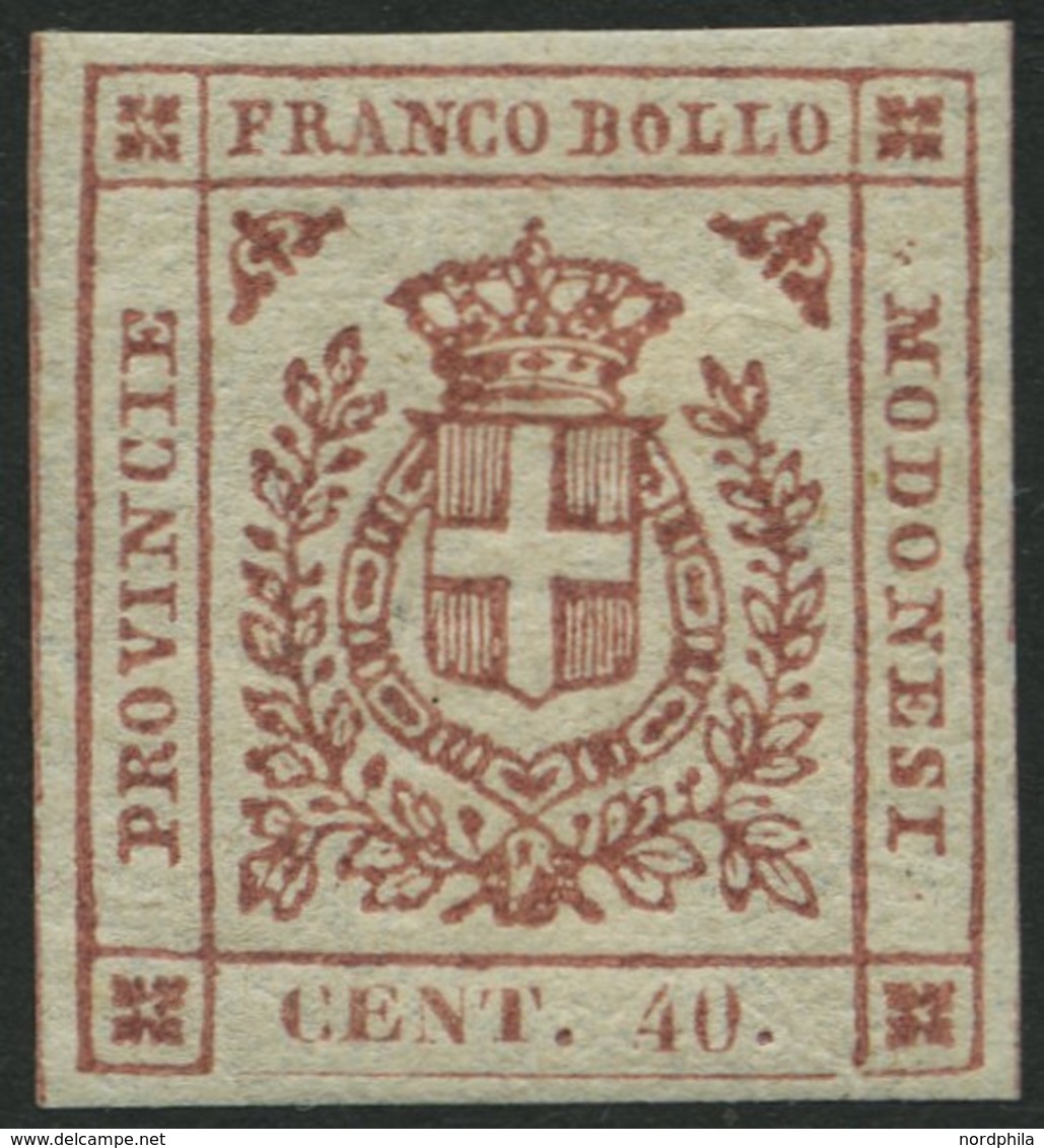 MODENA 10a *, 1859, 40 C. Karmin, Falzrest, Pracht, Mi. 170.- - Modène