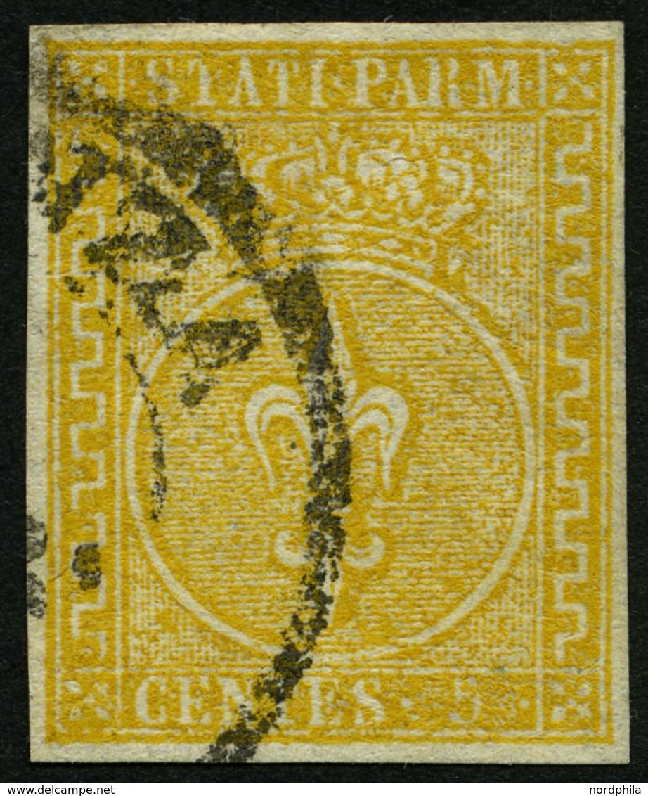 PARMA 6a O, 1853, 5 C. Orange, Vollrandig, Pracht, Mi. 750.- - Parma