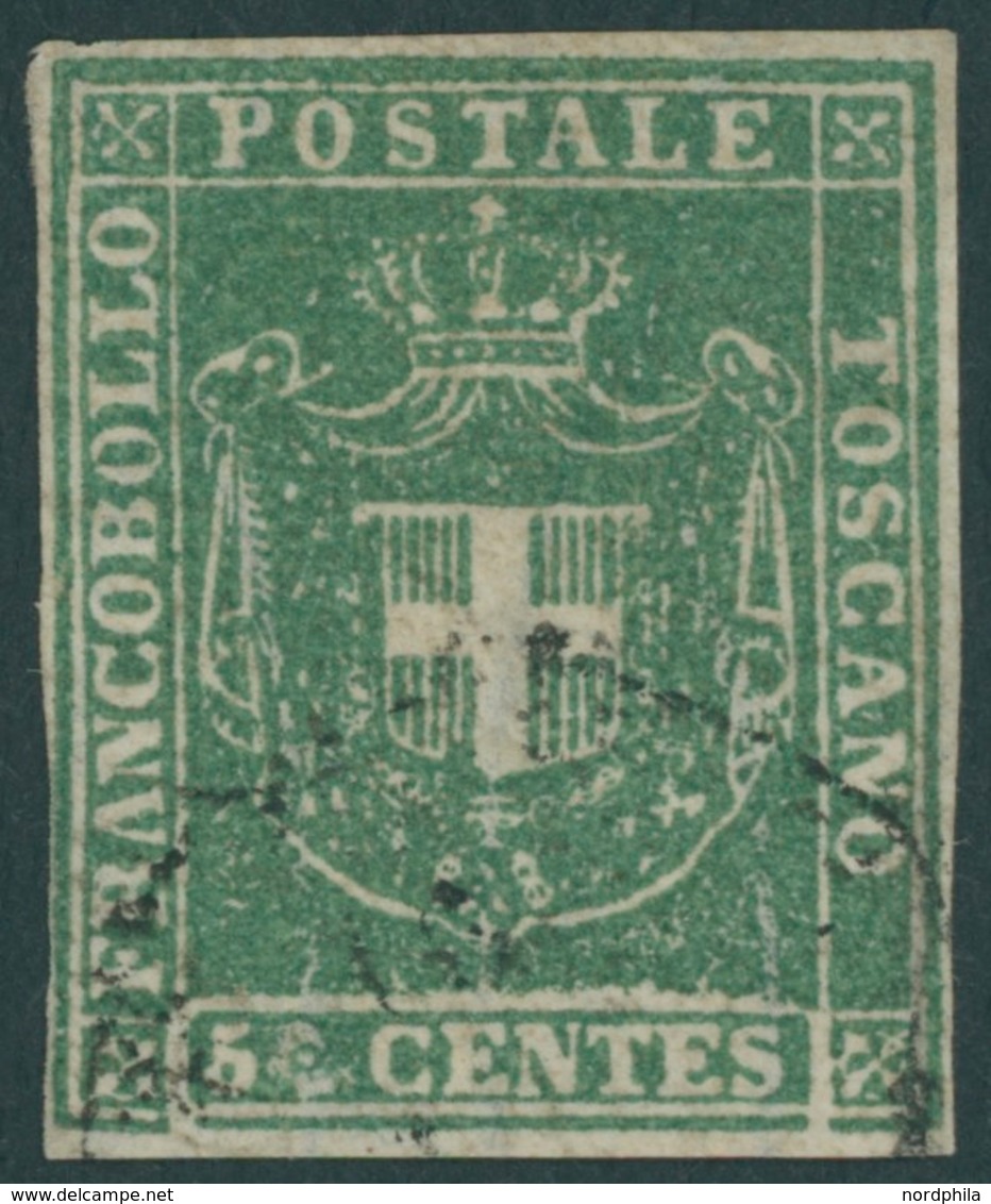 TOSCANA 18a O, 1860, 5 C. Grün, Pracht, Gepr. Bühler, Mi. 200.- - Tuscany