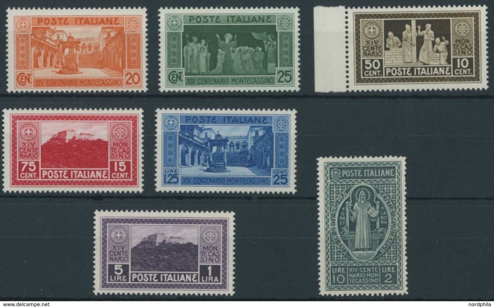 ITALIEN 318-24 **, 1929, Klosterabtei Monte Cassino, üblich Gezähnt, Postfrischer Prachtsatz, Mi. 90.- - Mint/hinged