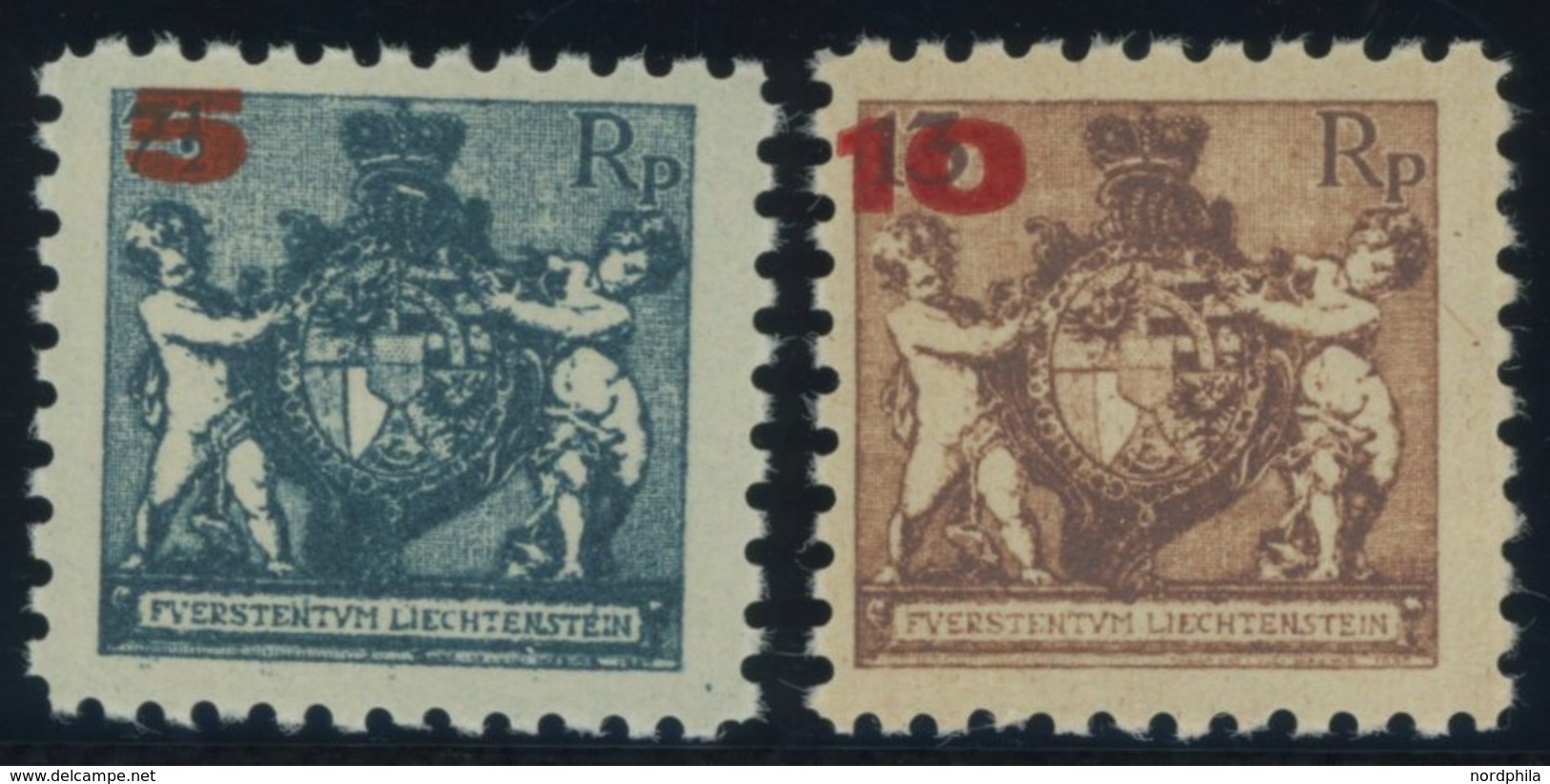 LIECHTENSTEIN 61/2A **, 1924, 5 Auf 71/2 Rp. Und 10 Auf 13 Rp., Gezähnt L 9, Postfrisch, Pracht, Mi. 60.- - Otros & Sin Clasificación