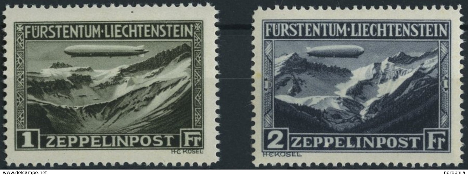 LIECHTENSTEIN 114/5 *, 1931, Graf Zeppelin, Falzreste, 2 Prachtwerte - Altri & Non Classificati