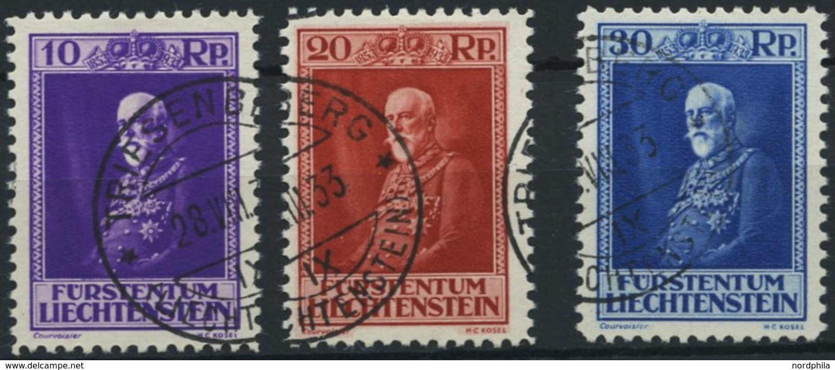 LIECHTENSTEIN 122-24 O, 1933, 80. Geburtstag, Prachtsatz, Mi. 150.- - Altri & Non Classificati