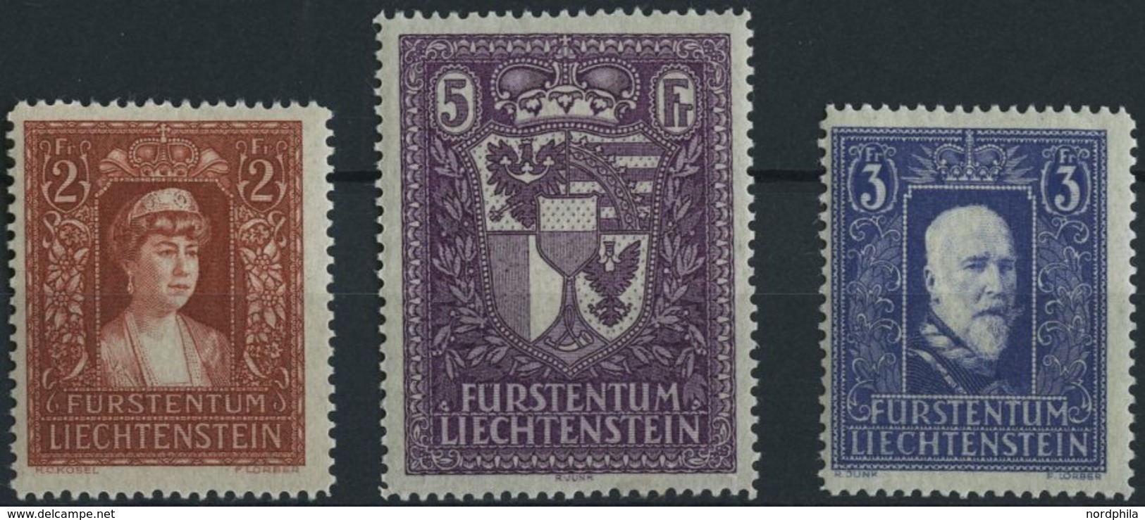 LIECHTENSTEIN 140-42 *, 1933, Fürstenpaar Und Landeswappen, Falzreste, Prachtsatz - Other & Unclassified