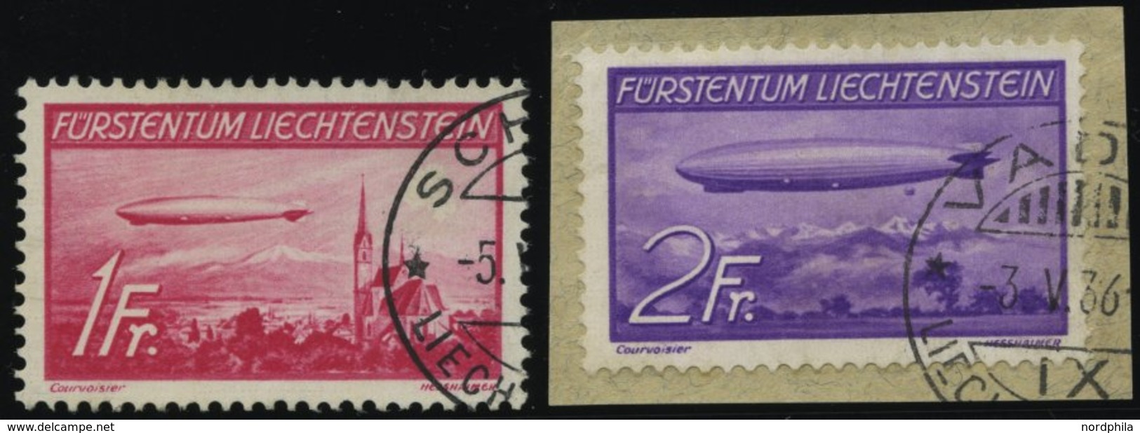 LIECHTENSTEIN 149/50 O, BrfStk, 1936, Zeppeline, Pracht, Gepr. Liniger, Mi. 240.- - Sonstige & Ohne Zuordnung