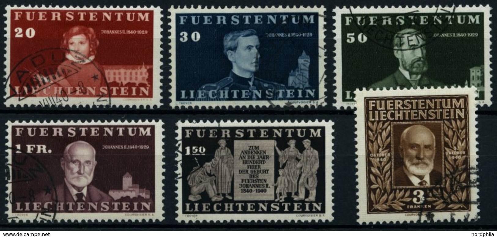 LIECHTENSTEIN 186-91 O, 1940, 100. Geburtstag, Prachtsatz, Mi. 220.- - Autres & Non Classés