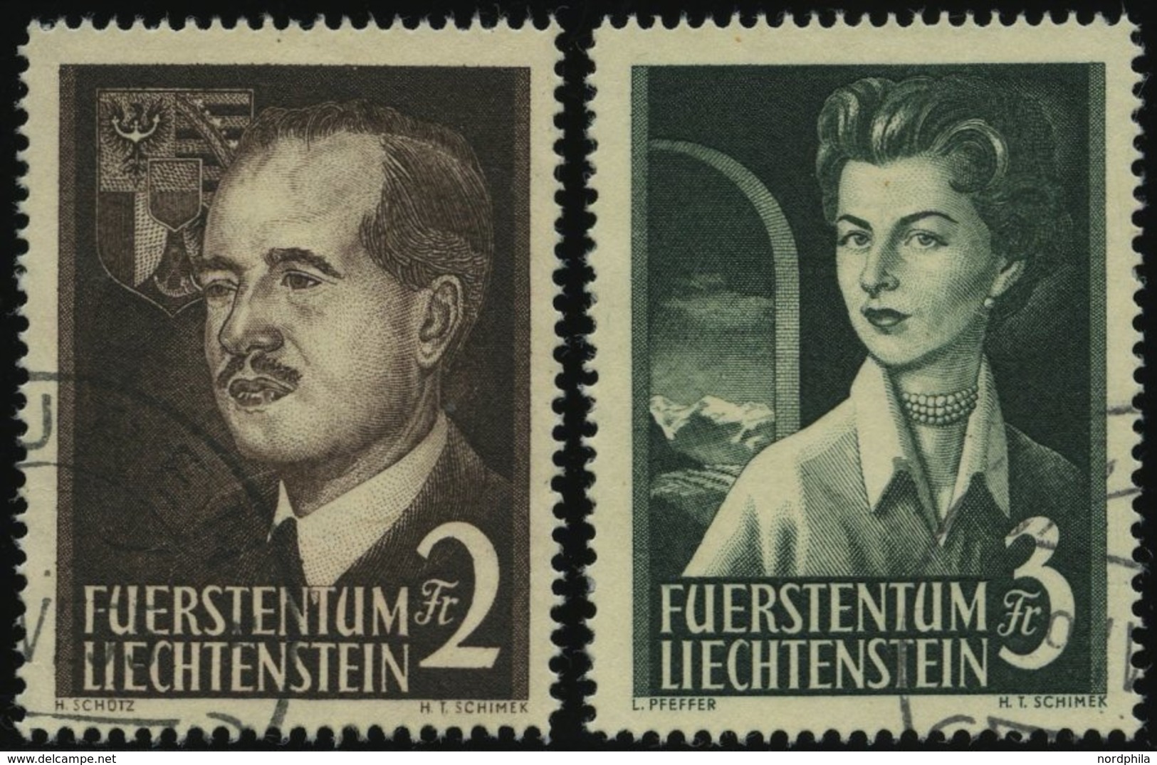 LIECHTENSTEIN 332/3 O, 1955, Fürstenpaar, Pracht, Mi. 140.- - Otros & Sin Clasificación