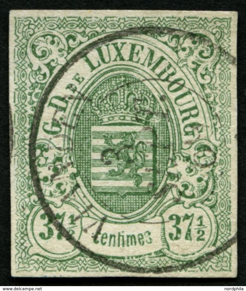 LUXEMBURG 10 O, 1859, 371/2 C. Grün, K2 VIANDEN, Pracht, Signiert Gebrüder Senf, Mi. 250.- - Oficiales