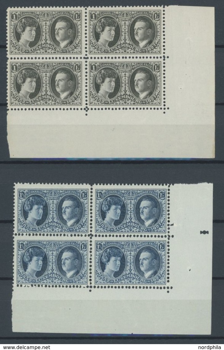 LUXEMBURG 182-86 VB **, 1927, Philatelistische Ausstellung In Unteren Rechten Eckrandviererblocks, Postfrisch, Pracht, M - Oficiales