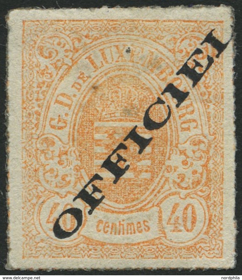 DIENSTMARKEN D 8Ib *, 1875, 40 C. Mattorange OFFICIEL, Type I, Falzrest, Pracht, Gepr. Engel, Mi. 220.- - Servizio