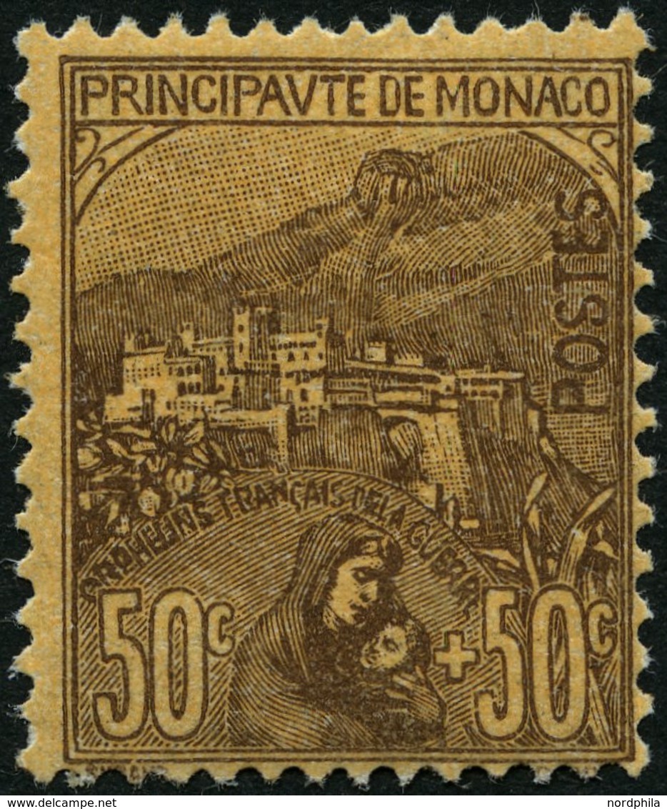 MONACO 31 *, 1919, 50 C. Braun Auf Bräunlich, Falzrest, Pracht, Mi. 250.- - Other & Unclassified