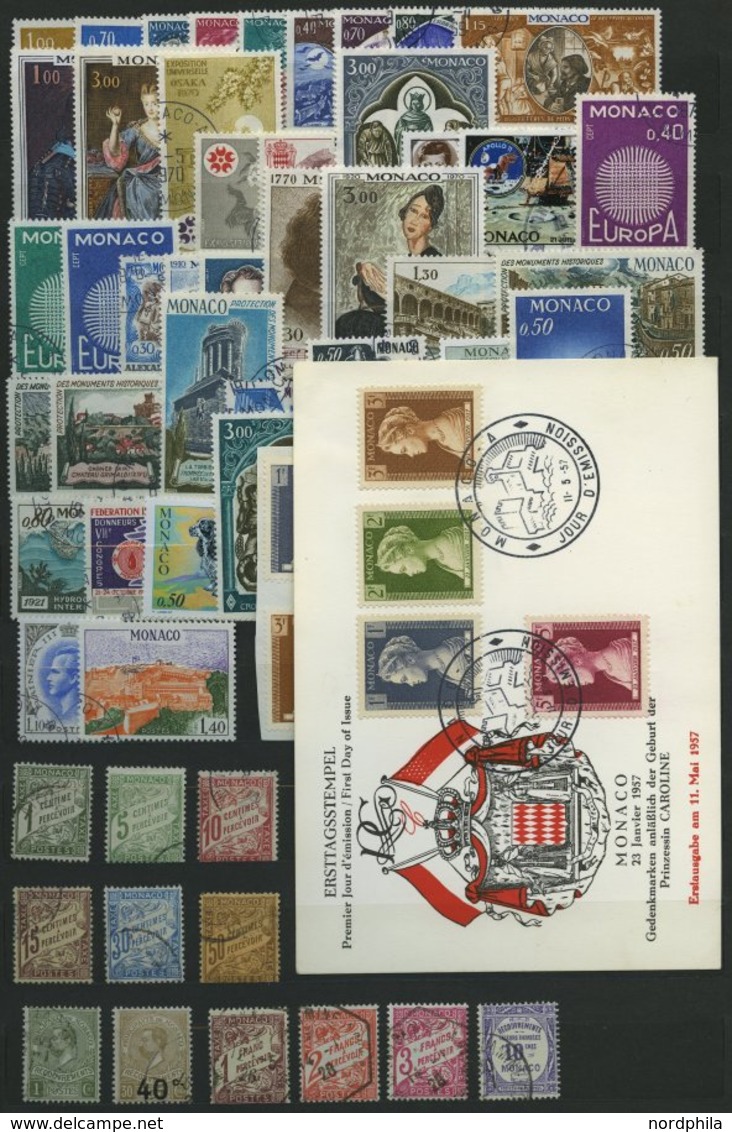 SAMMLUNGEN, LOTS o,Brief , verschiedene gestempelte Werte Monaco von 1921-71 mit mittleren Ausgaben, fast nur Prachterha
