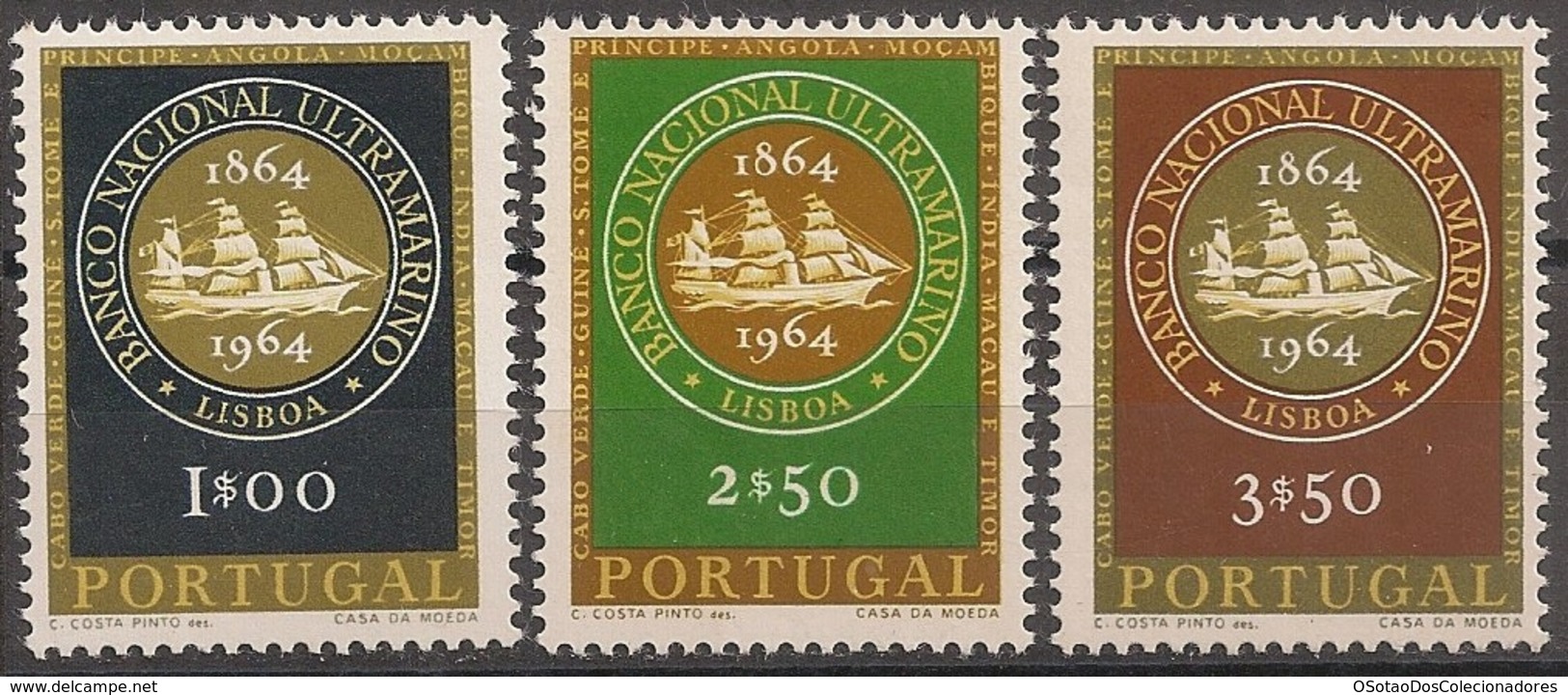 Portugal 1964 - Série Completa Banco Nacional Ultramarino 928 930 - Set Complete National Overseas Bank- Mint MNH** Neuf - Neufs